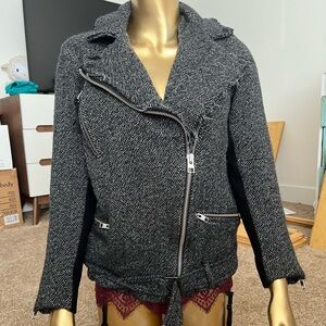 All Saints Wool Blend Belted Jacket Size 8